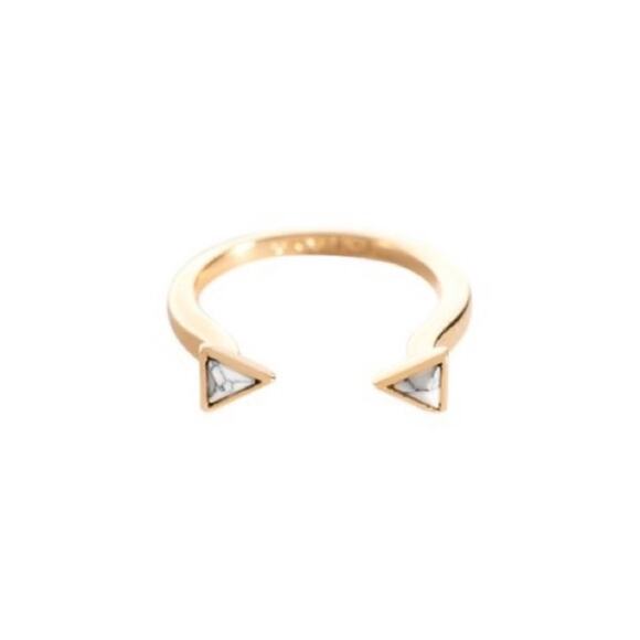Shiraleah | Ophelia Gold Tone & White Marbled Adjustable Size 7 Ring - Picture 2 of 8